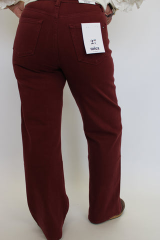 Mica HR Burgundy Wide Leg Jeans