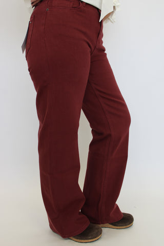 Mica HR Burgundy Wide Leg Jeans