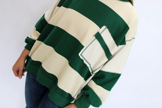 Lennox Distressed Stripe Terry Sweatshirt - Trudy's Trendy Boutique