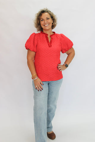 Ruby Ruffle V-Neck Top