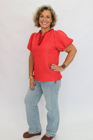 Ruby Ruffle V-Neck Top