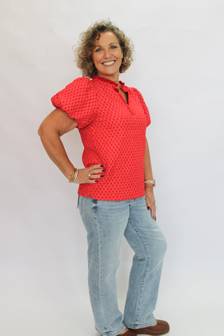 Ruby Ruffle V-Neck Top