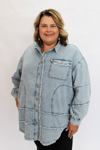 Electric Avenue Denim Shacket - Trudy's Trendy Boutique