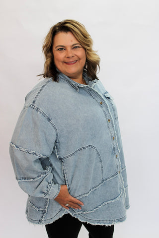 Electric Avenue Denim Shacket - Trudy's Trendy Boutique