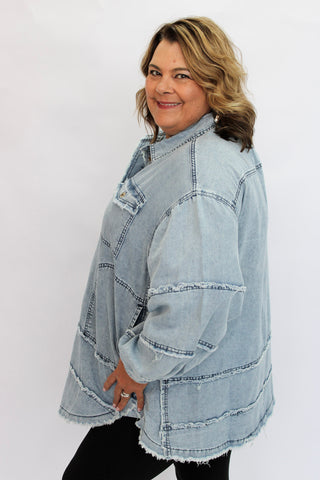Electric Avenue Denim Shacket - Trudy's Trendy Boutique