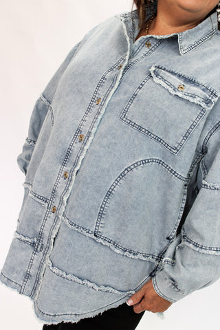 Electric Avenue Denim Shacket - Trudy's Trendy Boutique