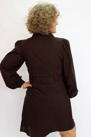 Espresso Mosiac Linen Dress - Trudy's Trendy Boutique
