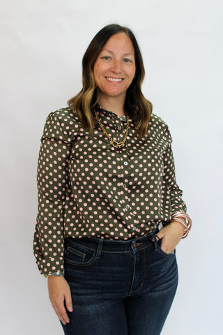 Piper Satin Dot Shirt Reg/Curvy - Trudy's Trendy Boutique
