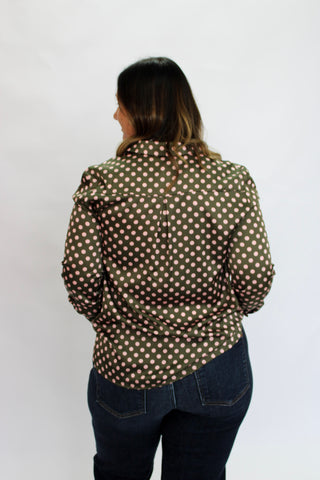 Piper Satin Dot Shirt Reg/Curvy - Trudy's Trendy Boutique