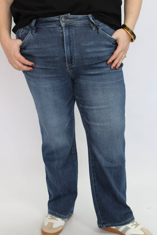 Mica HR Straight Leg Ankle DK TEALISH/Curvy - Trudy's Trendy Boutique