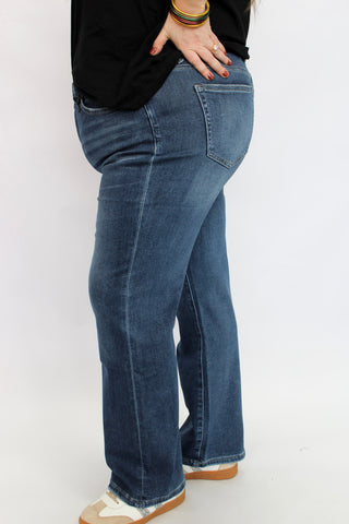 Mica HR Straight Leg Ankle DK TEALISH/Curvy - Trudy's Trendy Boutique