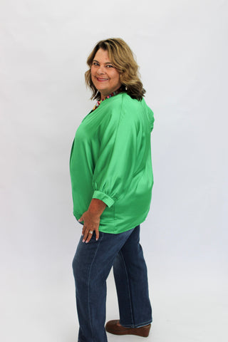 Soho Slouchy Satin Blouse/Curvy - Trudy's Trendy Boutique