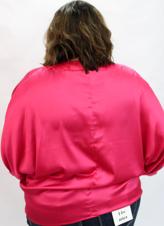 Soho Slouchy Satin Blouse/Curvy - Trudy's Trendy Boutique