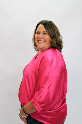 Soho Slouchy Satin Blouse/Curvy - Trudy's Trendy Boutique