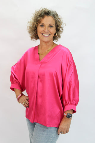 Soho Slouchy Satin Blouse - Trudy's Trendy Boutique