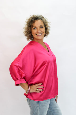 Soho Slouchy Satin Blouse - Trudy's Trendy Boutique