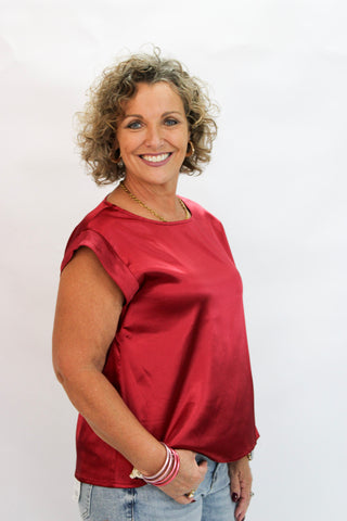 Cosette Drop Shoulder Satin Top