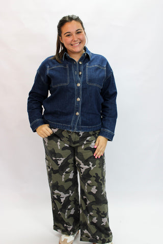 Mica Hi-Low Dark Denim Jacket - Trudy's Trendy Boutique