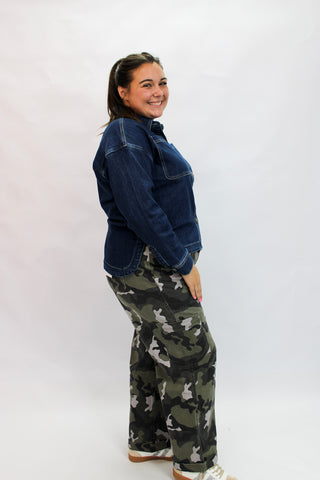 Mica Hi-Low Dark Denim Jacket - Trudy's Trendy Boutique