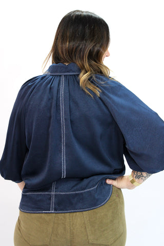 Sculpted Satin Wave Blouse - Trudy's Trendy Boutique