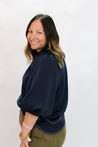 Sculpted Satin Wave Blouse - Trudy's Trendy Boutique