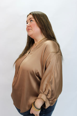 Soho Slouchy Satin Blouse/Curvy - Trudy's Trendy Boutique
