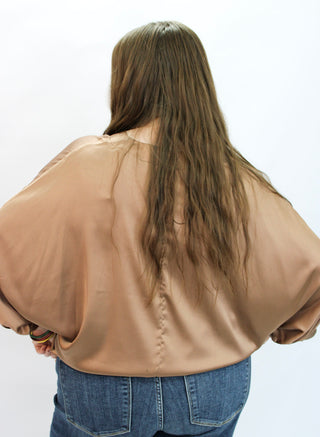 Soho Slouchy Satin Blouse/Curvy - Trudy's Trendy Boutique