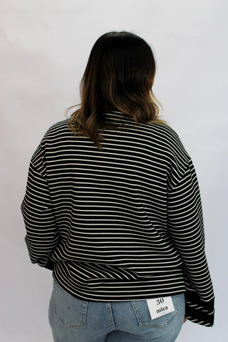 Geneva Striped 3/4 Zip Pullover - Trudy's Trendy Boutique