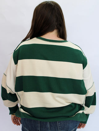 Lennox Distressed Stripe Terry Sweatshirt - Trudy's Trendy Boutique
