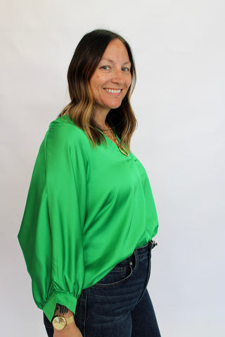 Soho Slouchy Satin Blouse - Trudy's Trendy Boutique