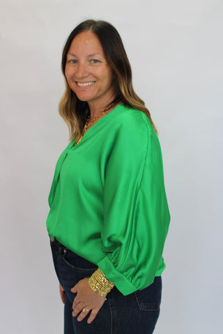Soho Slouchy Satin Blouse - Trudy's Trendy Boutique