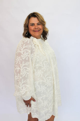 Holiday Glow Bow-Neck Dress - Trudy's Trendy Boutique