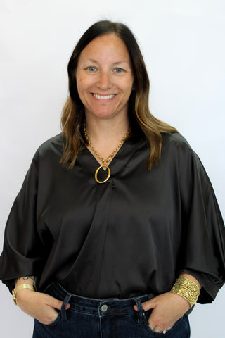 Soho Slouchy Satin Blouse/Curvy - Trudy's Trendy Boutique