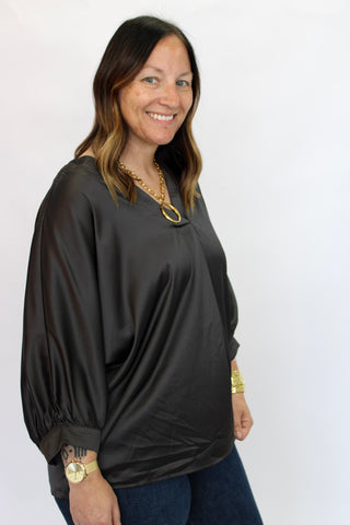 Soho Slouchy Satin Blouse/Curvy - Trudy's Trendy Boutique