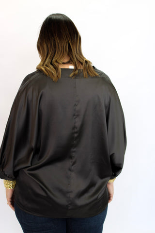 Soho Slouchy Satin Blouse/Curvy - Trudy's Trendy Boutique
