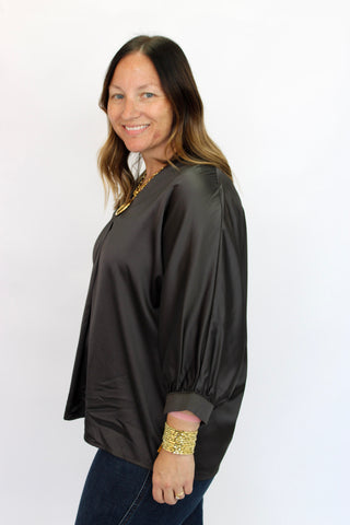 Soho Slouchy Satin Blouse/Curvy - Trudy's Trendy Boutique