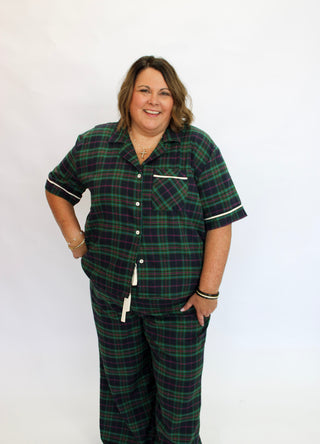 Sutton Piped Plaid Sleep Set/Curvy