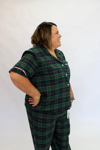 Sutton Piped Plaid Sleep Set/Curvy