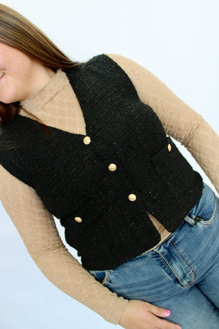 Highland Woven Tweed Vest - Trudy's Trendy Boutique