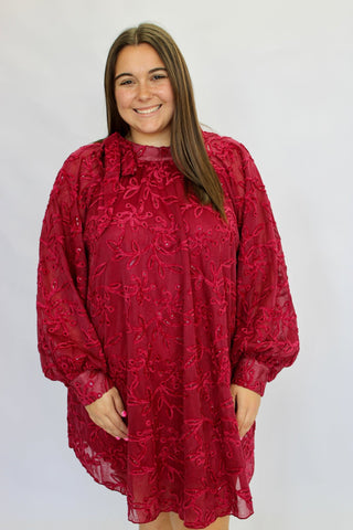 Holiday Glow Bow-Neck Dress - Trudy's Trendy Boutique
