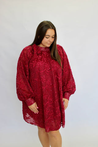 Holiday Glow Bow-Neck Dress - Trudy's Trendy Boutique