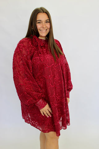 Holiday Glow Bow-Neck Dress - Trudy's Trendy Boutique