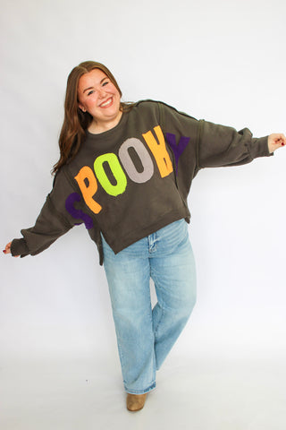 Spooky Chenille Halloween Sweatshirt - Trudy's Trendy Boutique
