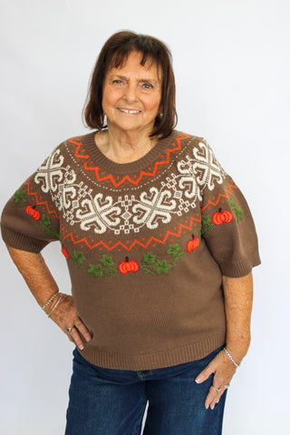 Harvest Embroidery Sweater Reg/Curvy - Trudy's Trendy Boutique
