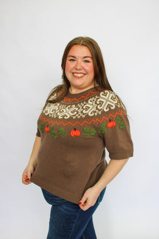 Harvest Embroidery Sweater Reg/Curvy - Trudy's Trendy Boutique
