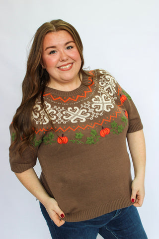 Harvest Embroidery Sweater Reg/Curvy - Trudy's Trendy Boutique