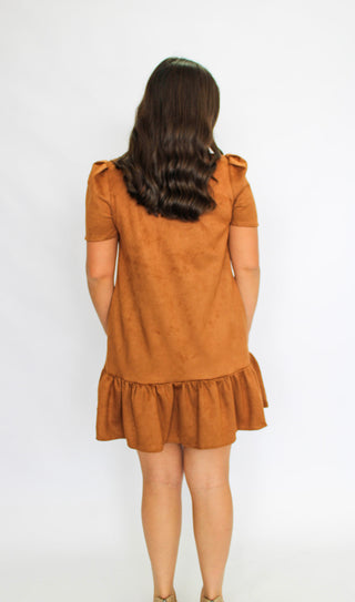 Paloma V-Neck Suede Collar Dress