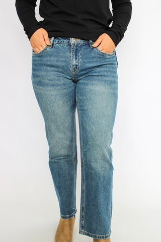 Mica Mid-Rise Straight Leg Ankle Jeans/Navy - Trudy's Trendy Boutique