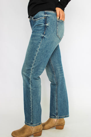 Mica Mid-Rise Straight Leg Ankle Jeans/Navy - Trudy's Trendy Boutique