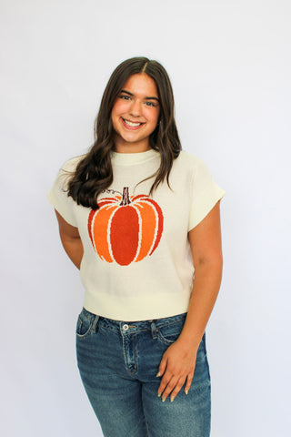 Pumpkin Spice Short Sleeve Sweater - Trudy's Trendy Boutique